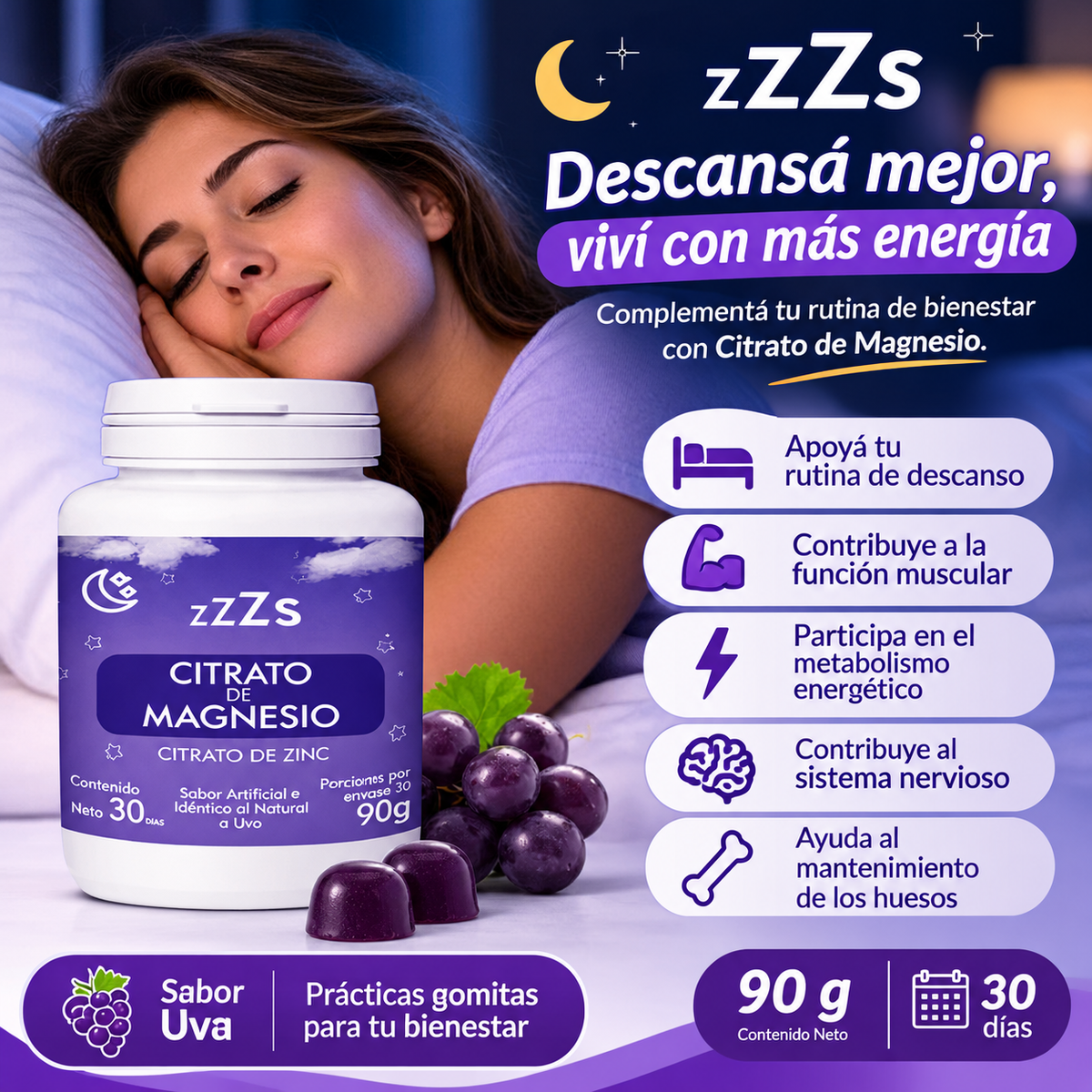 GOMITAS PARA DORMIR CITRATO DE MAGNESIO